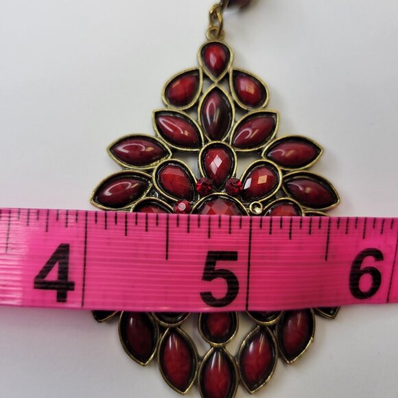 Long Red Cabochon Stone Stud Earrings - Picture 5 of 5